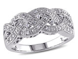 Braided Sterling Silver Ring with Diamonds 1/8 Carat (ctw)